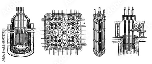 nuclear reactor core , chalk texture vector set
