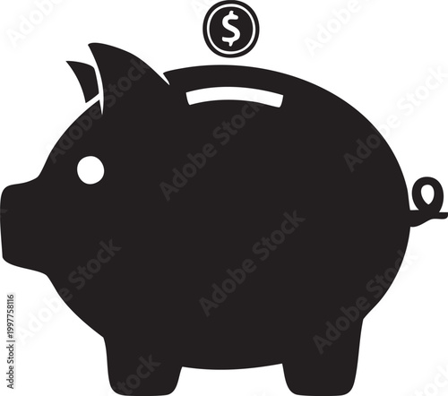 Piggy bank with coin symbolizing saving money currency investment