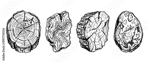 petrified wood , chalk texture vector set