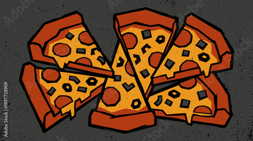 Slices of cheese and pepperoni pizza.