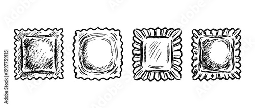 ravioli , chalk texture vector set