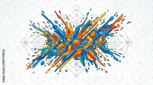 Vibrant colorful paint splatter art design.