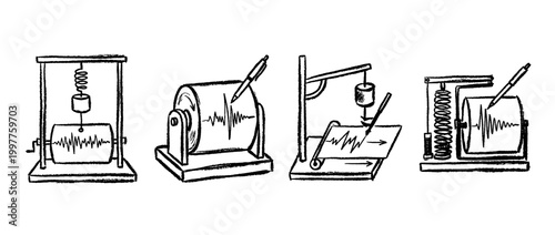 seismograph , chalk texture vector set