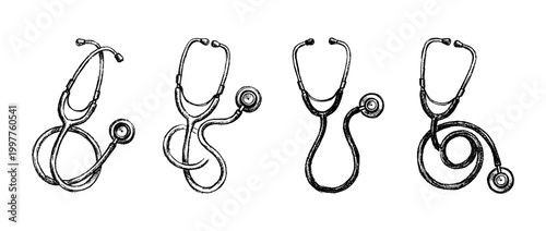 stethoscope , chalk texture vector set