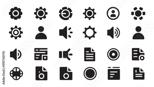 Collection of universal interface icons for web design and mobile applications set.