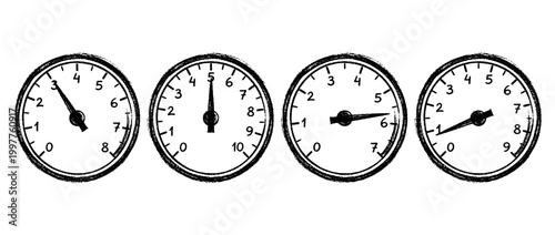 tachometer , chalk texture vector set