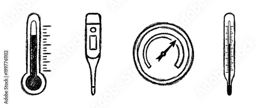 thermometer , chalk texture vector set
