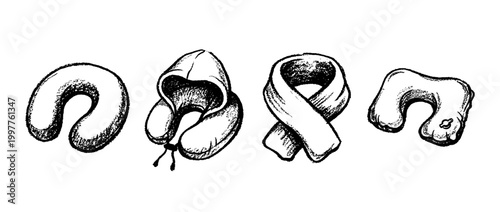 travel pillow , chalk texture vector set