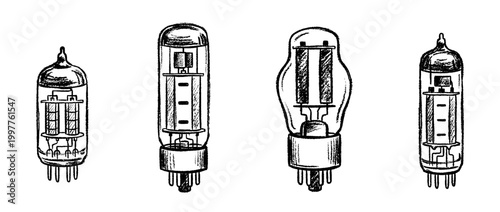 vacuum tube , chalk texture vector set