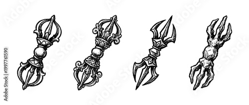 vajra , chalk texture vector set