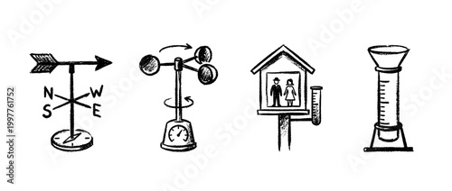 weather station , chalk texture vector set