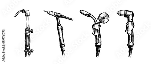 welding torch , chalk texture vector set