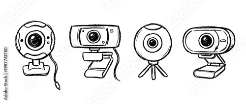 web camera , chalk texture vector set