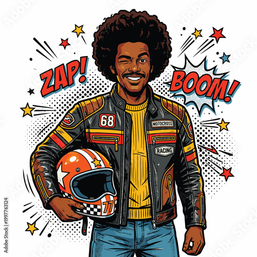 Afro American biker vector image