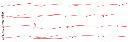 手書きのアンダーラインセット 赤ペンで引いたような幅広で使いやすい赤色のあしらい