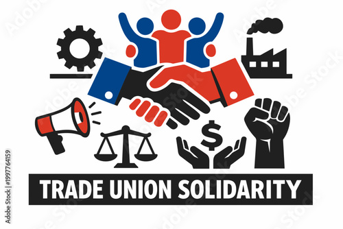 Abstract vector concept of trade union solidarity