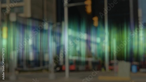 Sound pulsing waveform pulsing and shifting colors revealing street and amber light showing sound