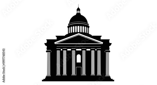 Black and white illustration of capitol.