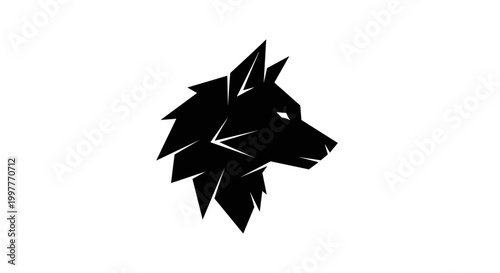 Black Wolf Head Silhouette Profile.