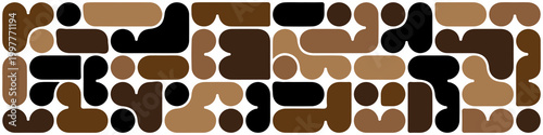 Abstract Earth Tone Geometric Pattern. Minimalist Rounded Shapes in Brown, Tan, and Black. Vector Illustration
