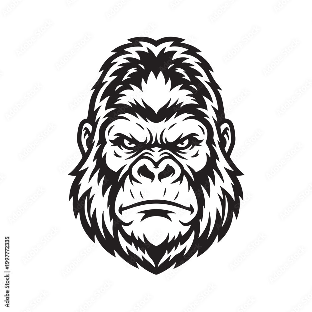 Fototapeta premium Angry Gorilla Head Vector Illustration for Sport Mascot Logo.