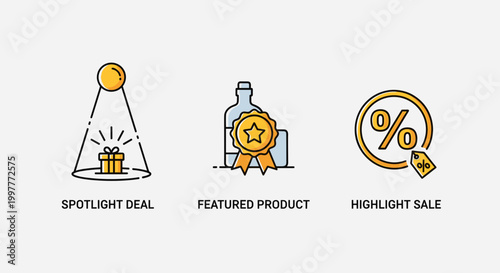 Sale Discount Shopping Icons Set.