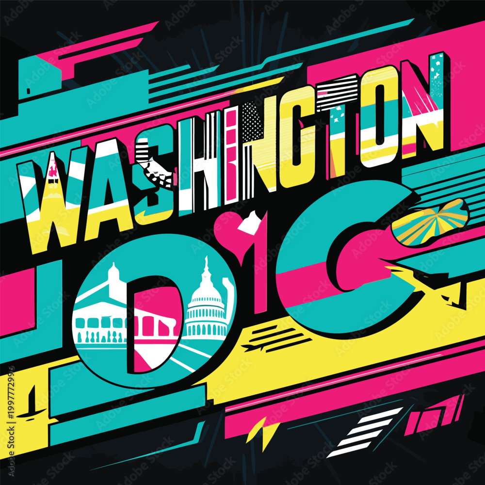 Fototapeta premium typographic design of names of major cities in America