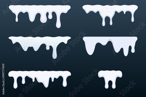 White dripping goo shapes set of viscous fluid forms