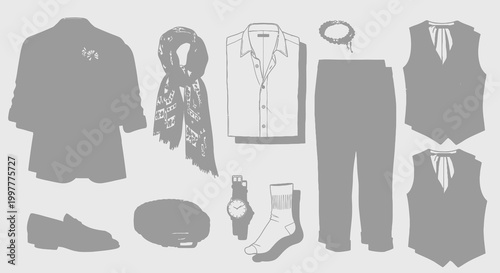 Men's Formal Fashion Outfit and Stylish Accessories Set