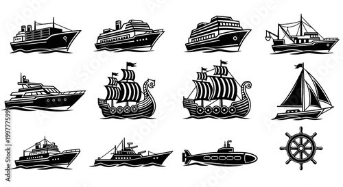 Marine Vessel and Nautical Ship Vector Collection