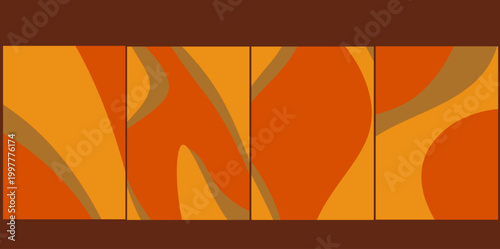 Orange retro wavy background vector set. Simple illustration vector background with organic wavy shapes in warm orange and earth tones for modern minimalist poster cover designs.