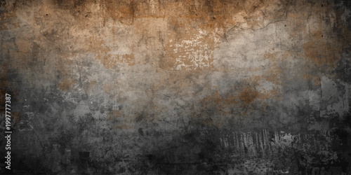 A rough and aged vintage metal surface with a dark rusty grunge texture and dirty brown pattern on a weathered antique wall backdrop