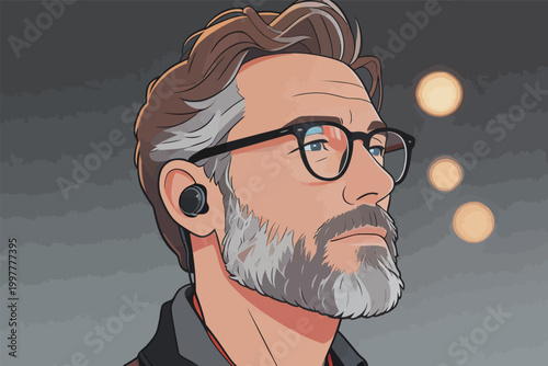 Stylish Man with Glasses and Wireless Earbuds