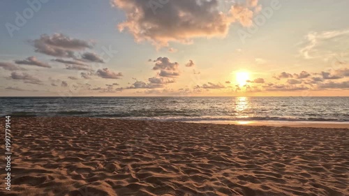 Time-Lapse Golden Sunset Over Tropical Beach in Dehiwala, Sri Lanka