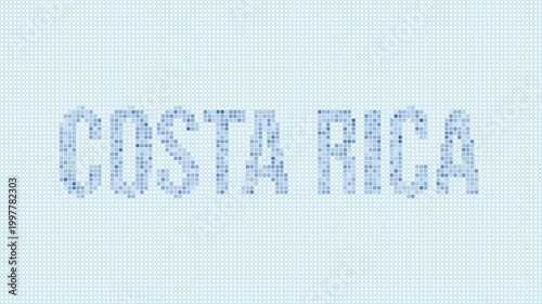 Costa Rica dotted map animation. Digital style shape of the country. Costa Rica shape and title dots appear with bulb flickering effect. Intro, outro, logo, title video.