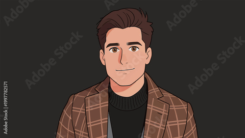 Stylish Young Man in Plaid Blazer Illustration