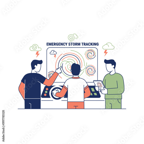 Team of Analysts Monitoring Emergency Storm Tracking.