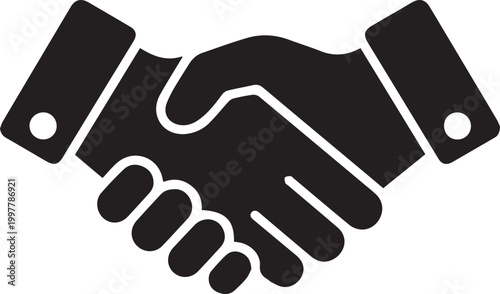 Two hands shaking in a handshake agreement Vector