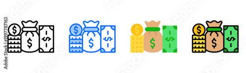 Money Icon Collection Set Multiple Style