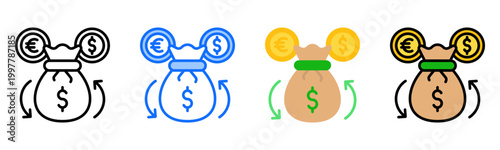 Currency Icon Collection Set Multiple Style