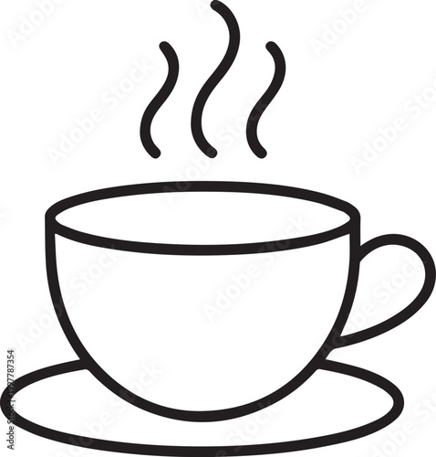 Steaming hot coffee cup on a saucer Vector