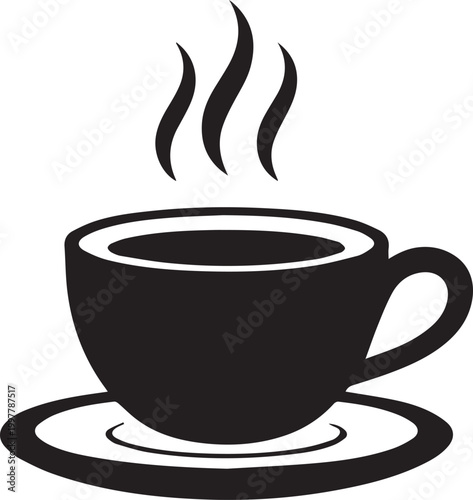 Steaming hot coffee cup on a saucer Vector