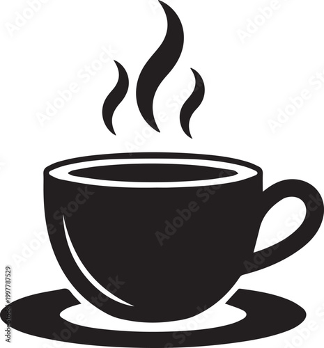 Steaming cup of coffee on a saucer Vector