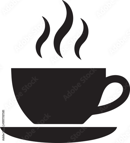 Steaming coffee cup icon on a saucer Vector