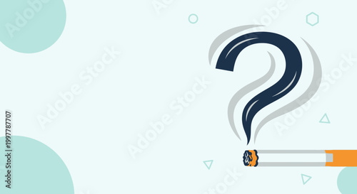 Burning Cigarette with Smoke Forming Question Mark Symbol for World No Tobacco Day Health Awareness Concept