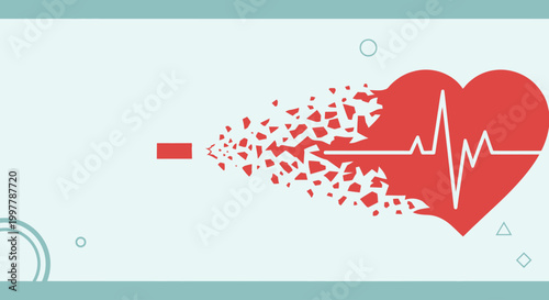 Cigarette Smoke Destroying Heart Shape with Pulse Line Illustration for World No Tobacco Day Health Awareness