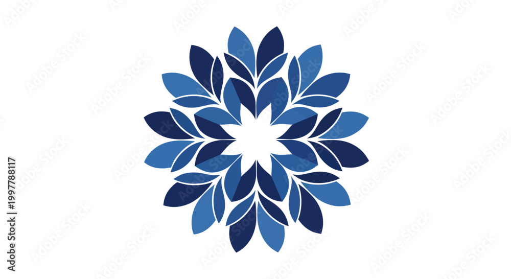 Fototapeta premium Blue floral mandala design pattern.