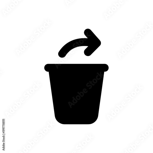 Black Bucket with Arrow Icon.