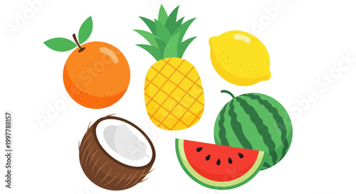 Fresh Fruit Collection on White Background.