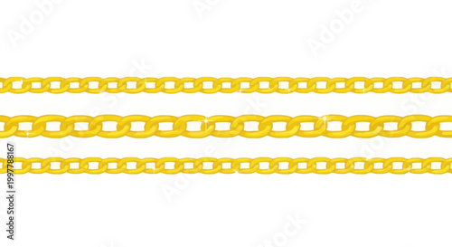 Golden chain links isolated on white.